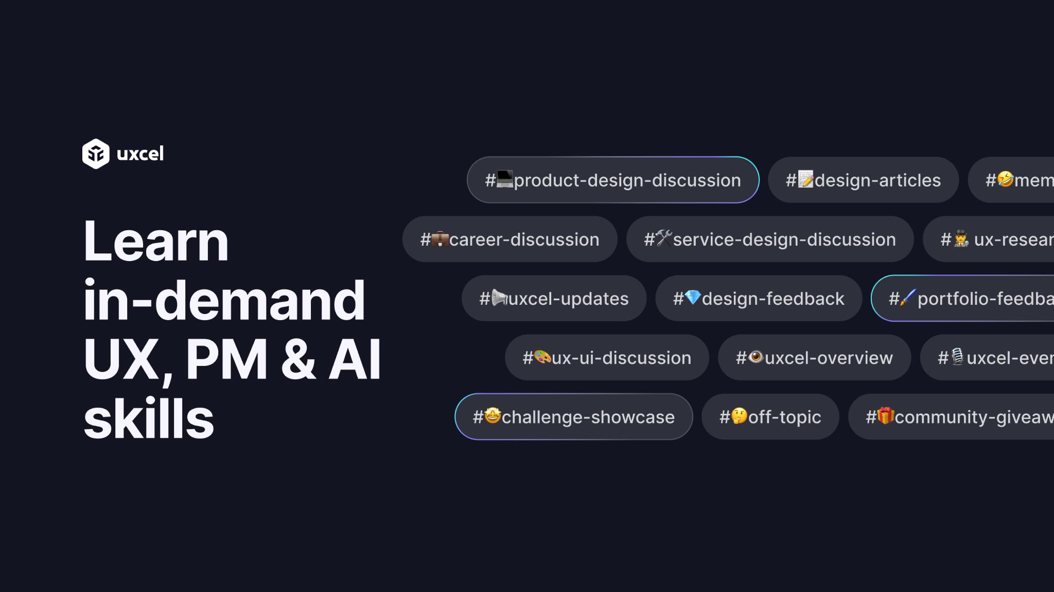Discovery splash banner for Uxcel Community Discord server