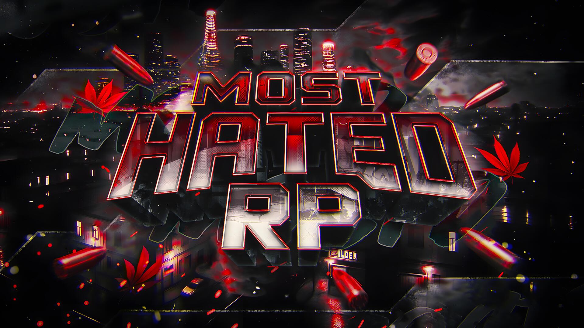Discovery splash banner for MostHated RP | OUT NOW! Discord server