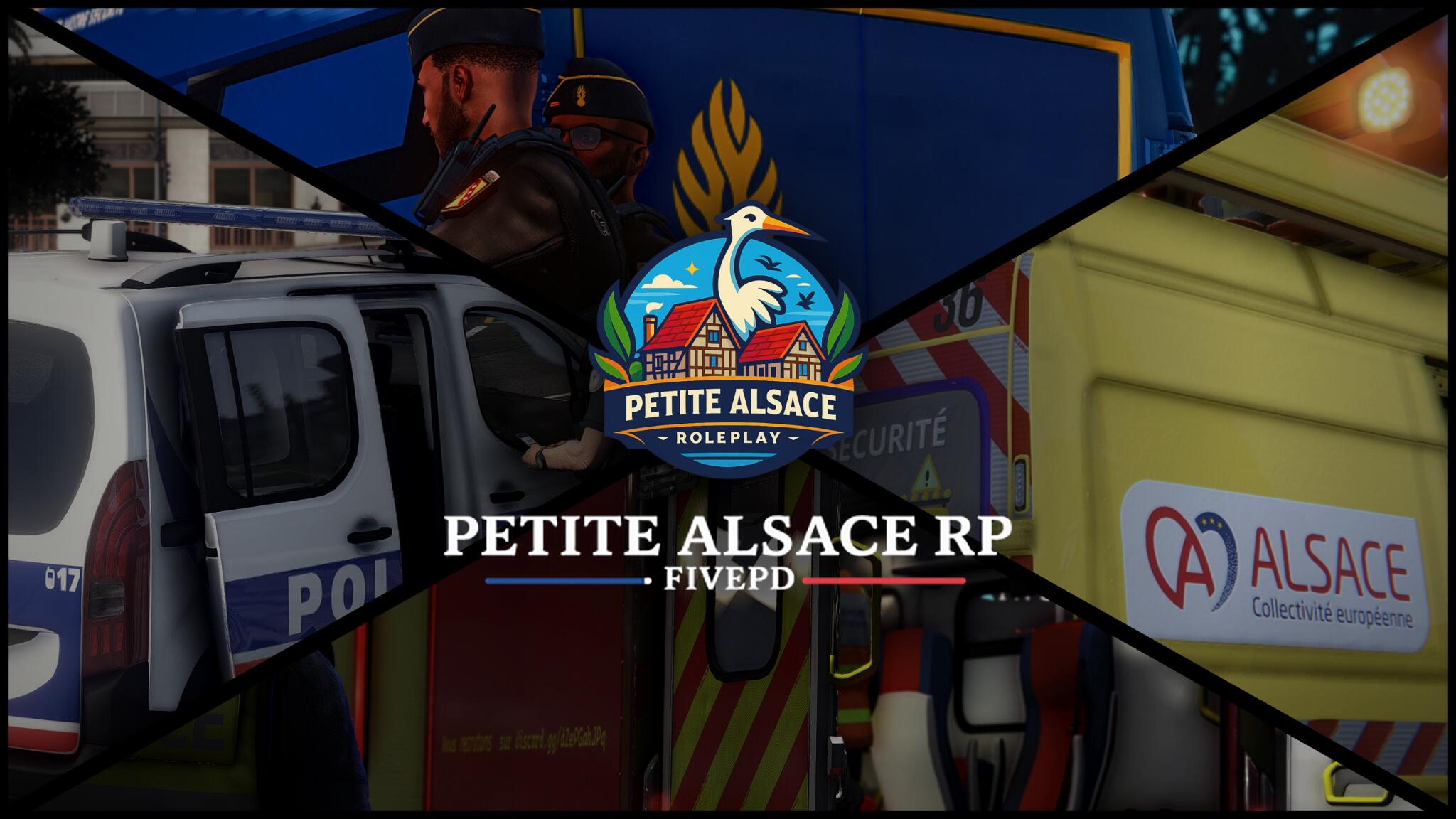 Discovery splash banner for Petite Alsace RP | FivePD Discord server