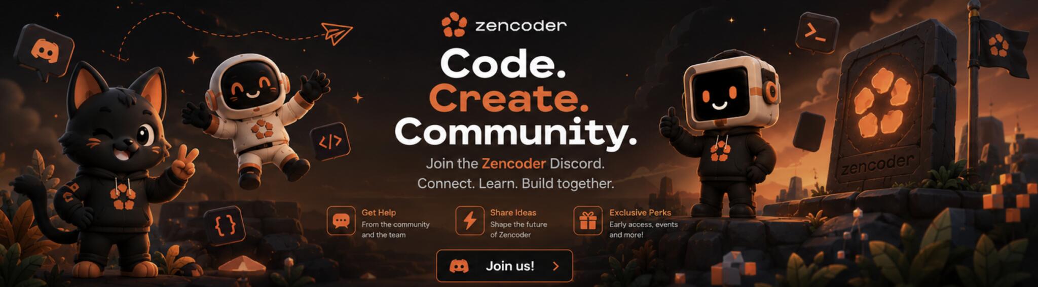 Discovery splash banner for Zencoder Discord server