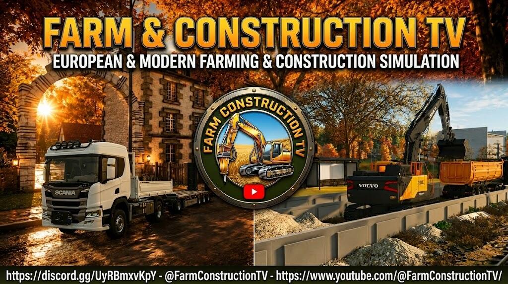 Discovery splash banner for Farm Construction TV Discord server
