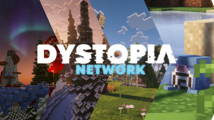 Discovery splash banner for Dystopia Network Discord server