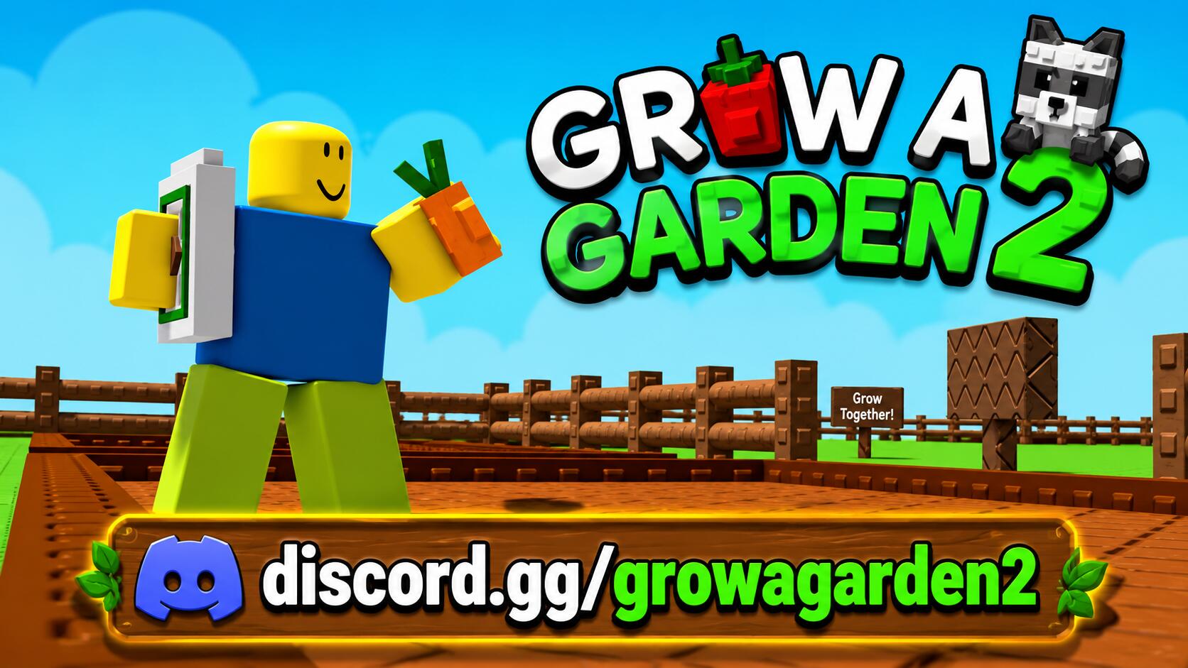 Discovery splash banner for Grow A Garden 2 Discord server
