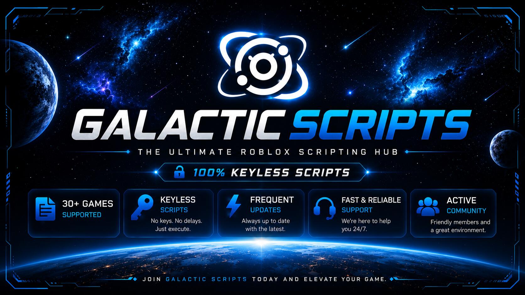 Discovery splash banner for Galactic Scripts Hub Discord server