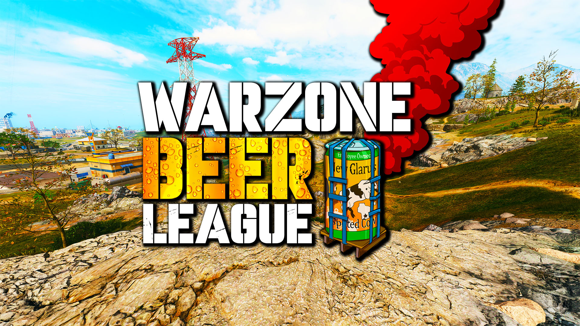 Discovery splash banner for Warzone Beer League / Dire Nation Discord server