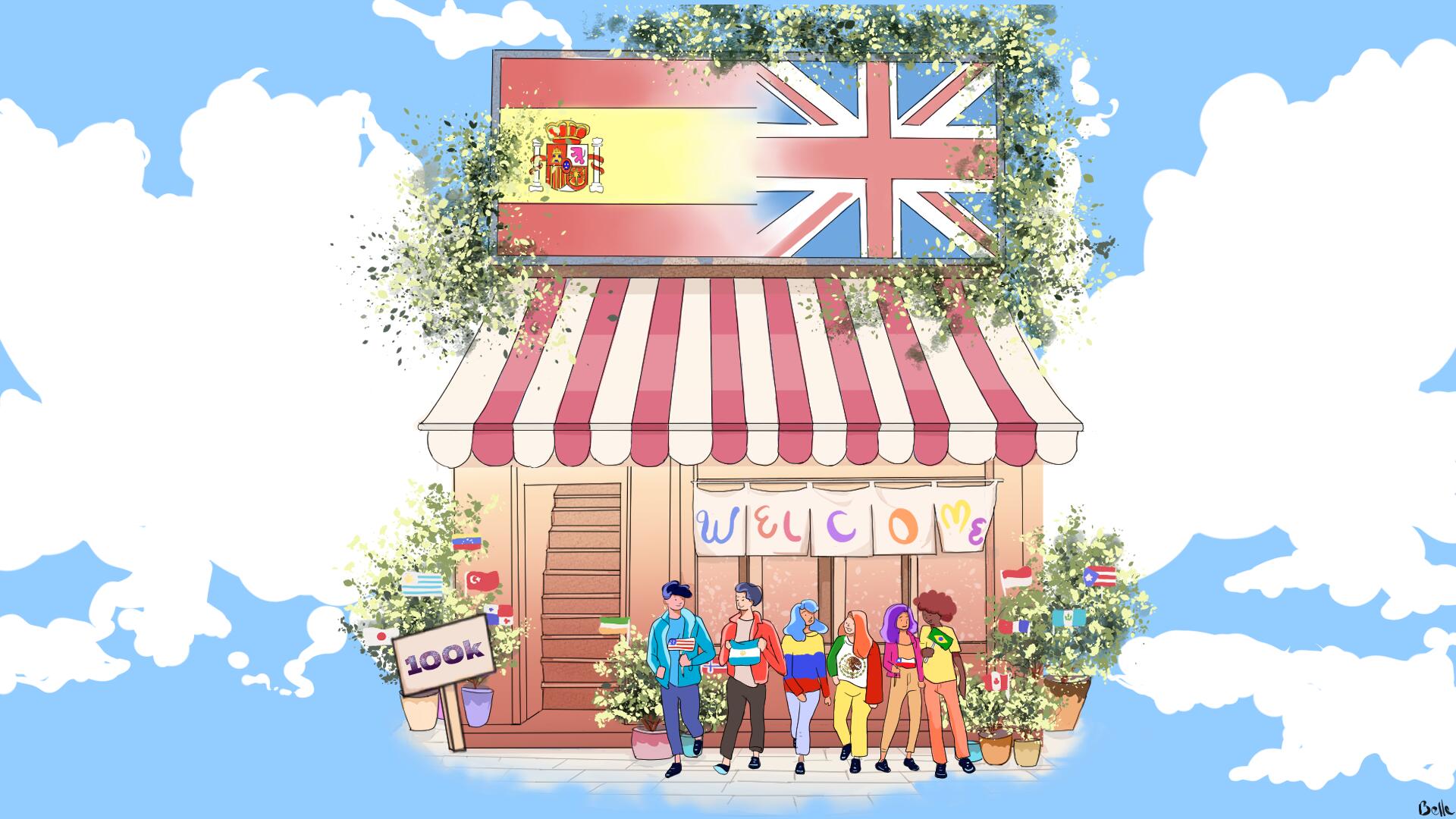 Discovery splash banner for Spanish-English Learning Server Discord server