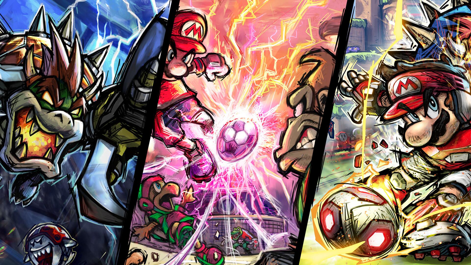 Discovery splash banner for Mario Strikers Discord server