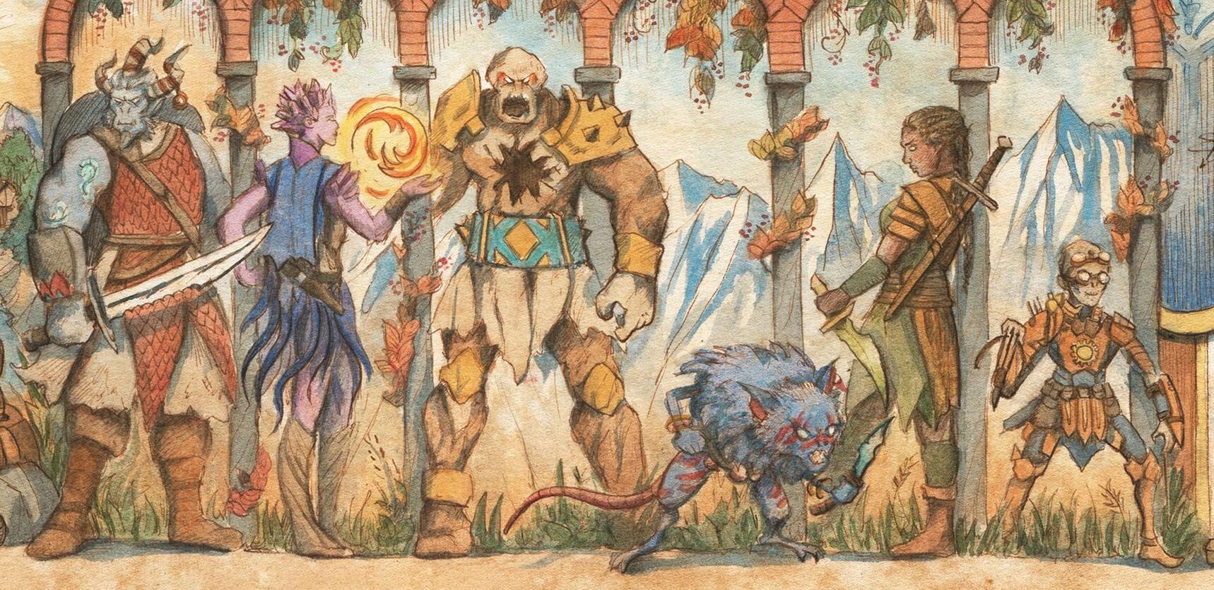 Discovery splash banner for Gloomhaven Town/Frosthaven Outpost Discord server