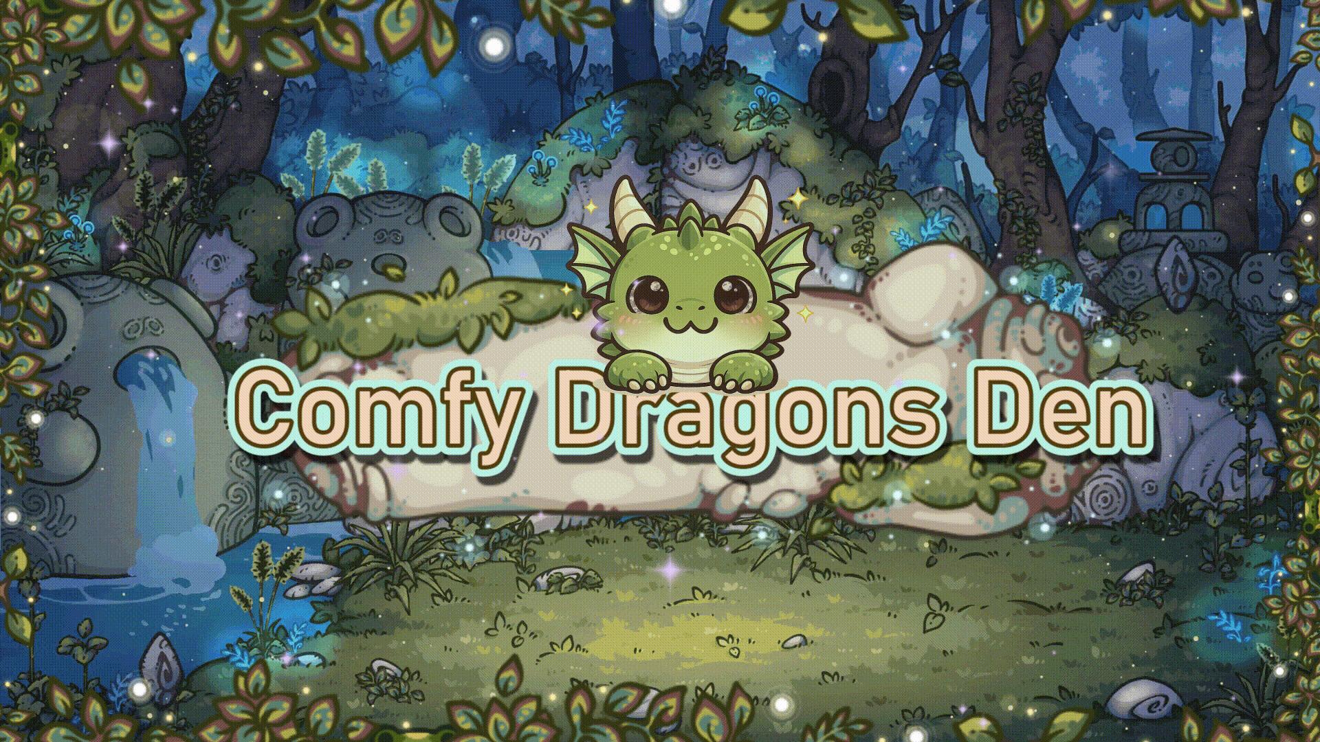Discovery splash banner for Comfy Dragons' Den Discord server