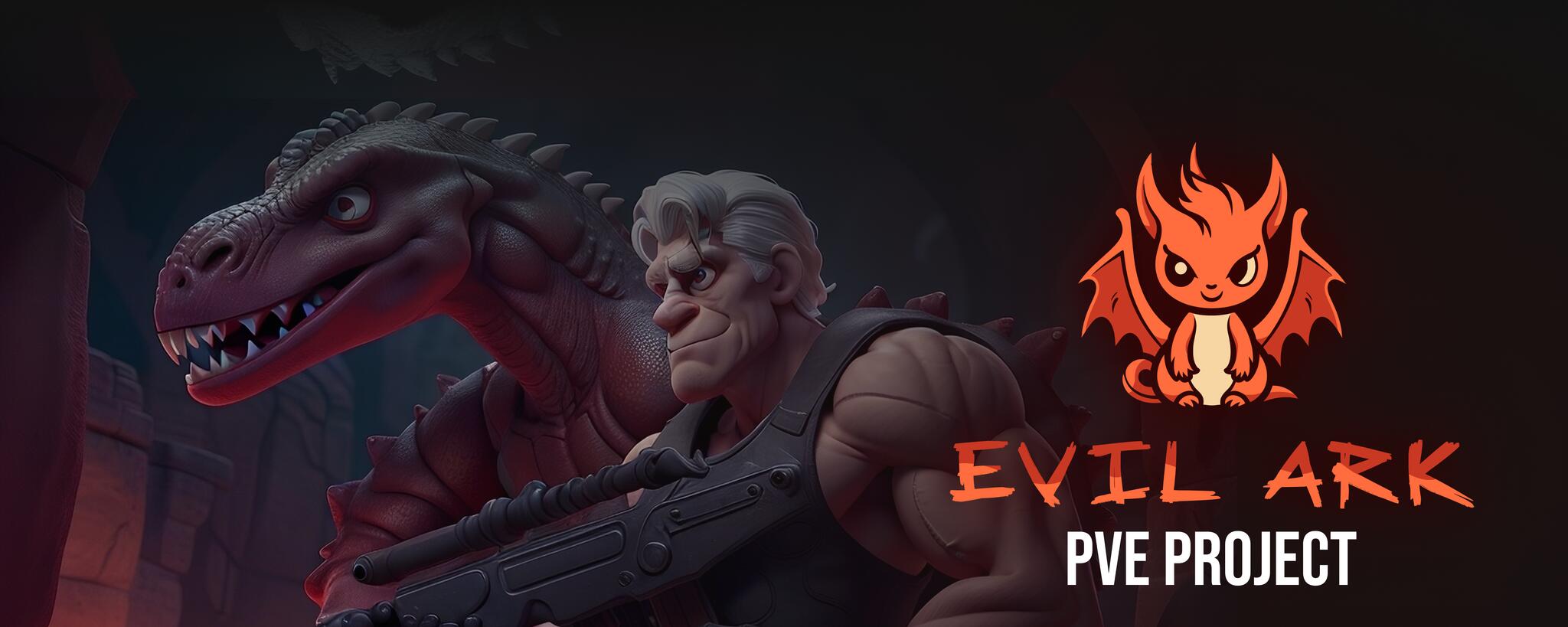 Discovery splash banner for Evil ARK Discord server