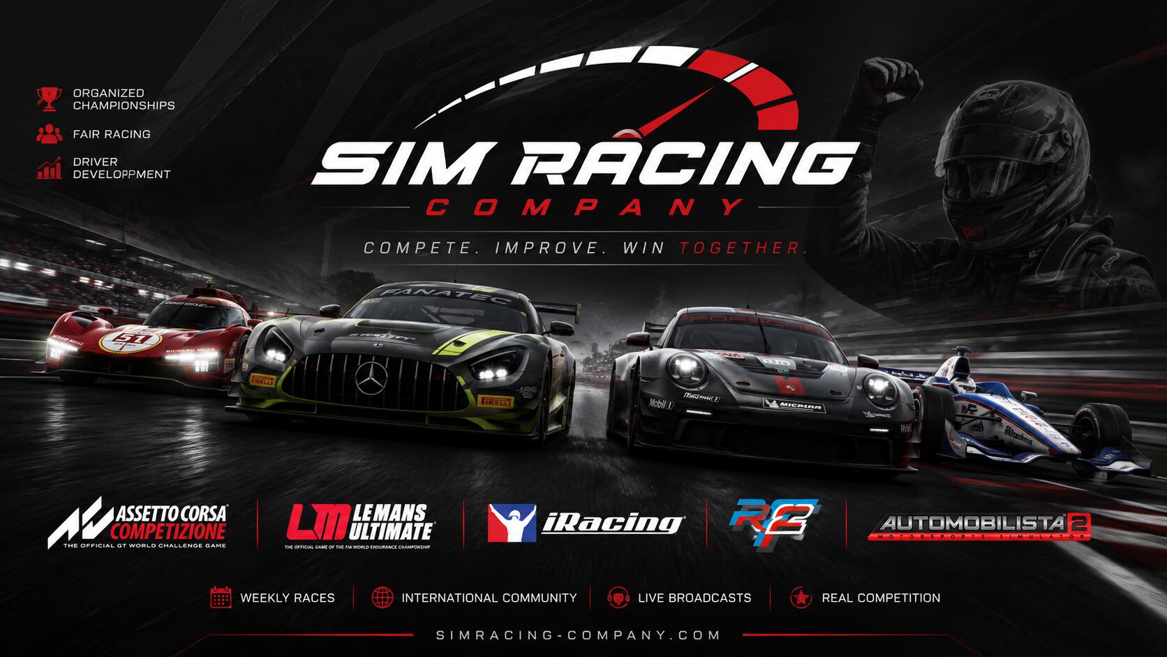 Discovery splash banner for Sim Racing Company Discord server