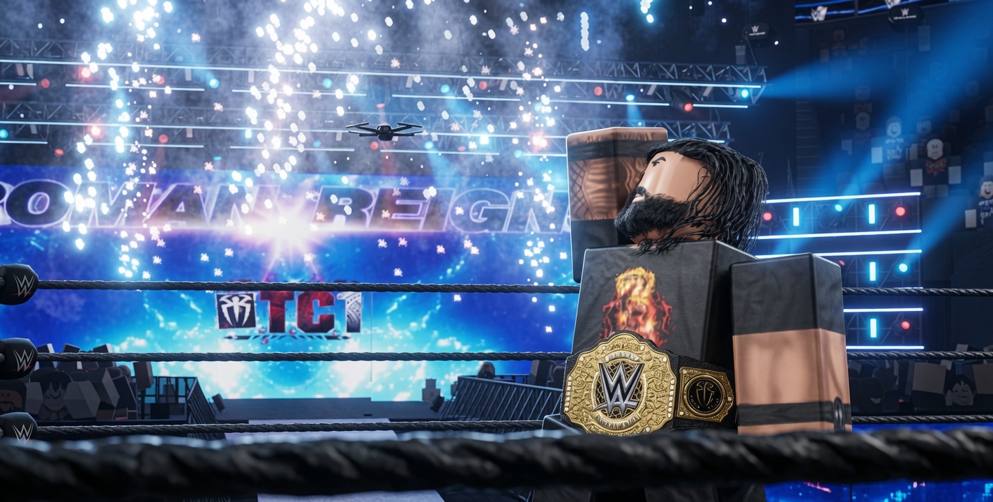 Discovery splash banner for WWE On Roblox Discord server