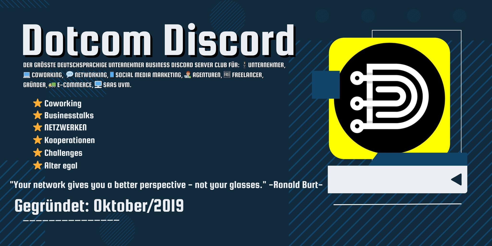 Discovery splash banner for Dotcom Club Discord server