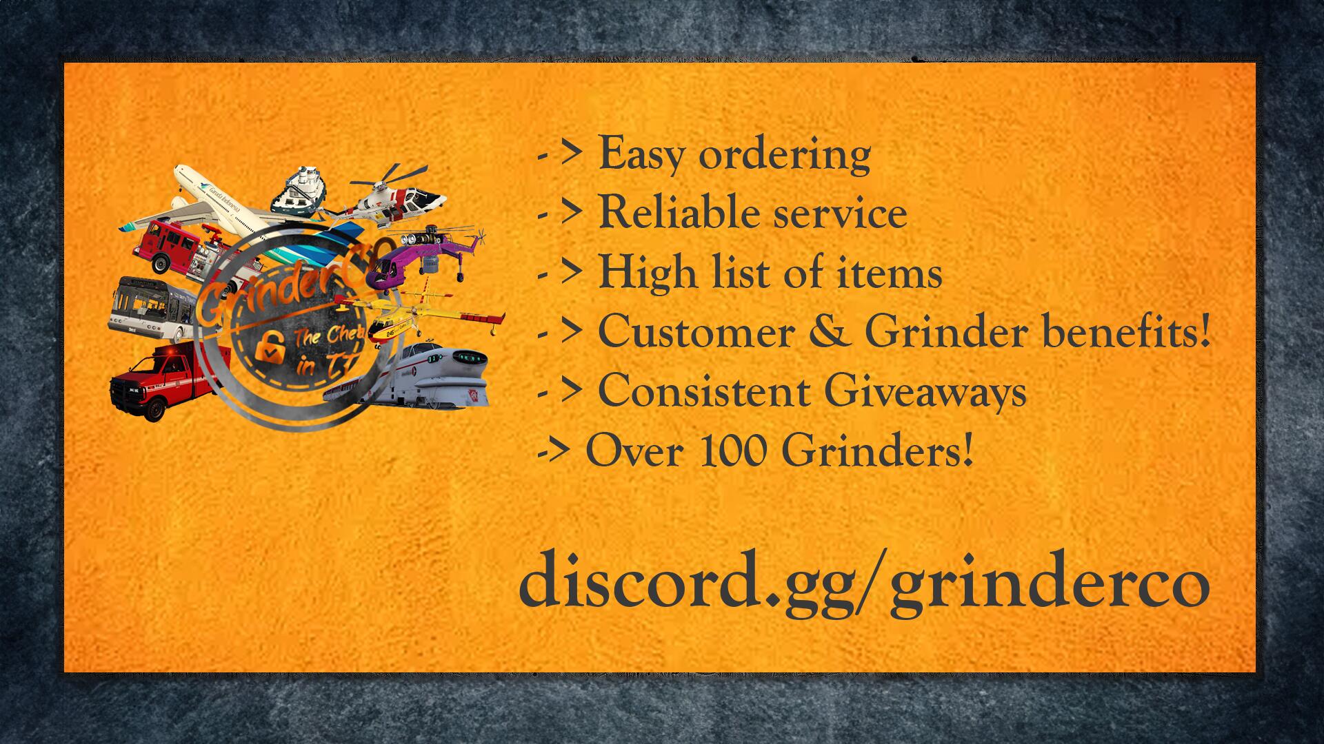 Discovery splash banner for Grinder Co. Discord server
