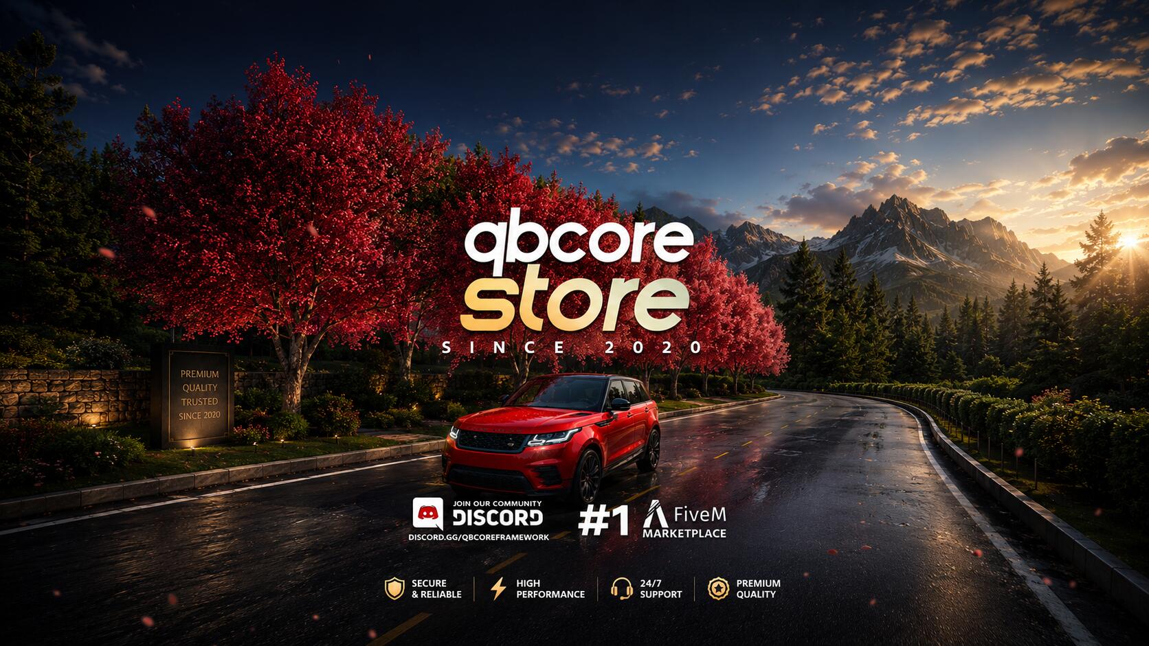 Discovery splash banner for FiveM QBCore Store LLC Since 2020 Discord server