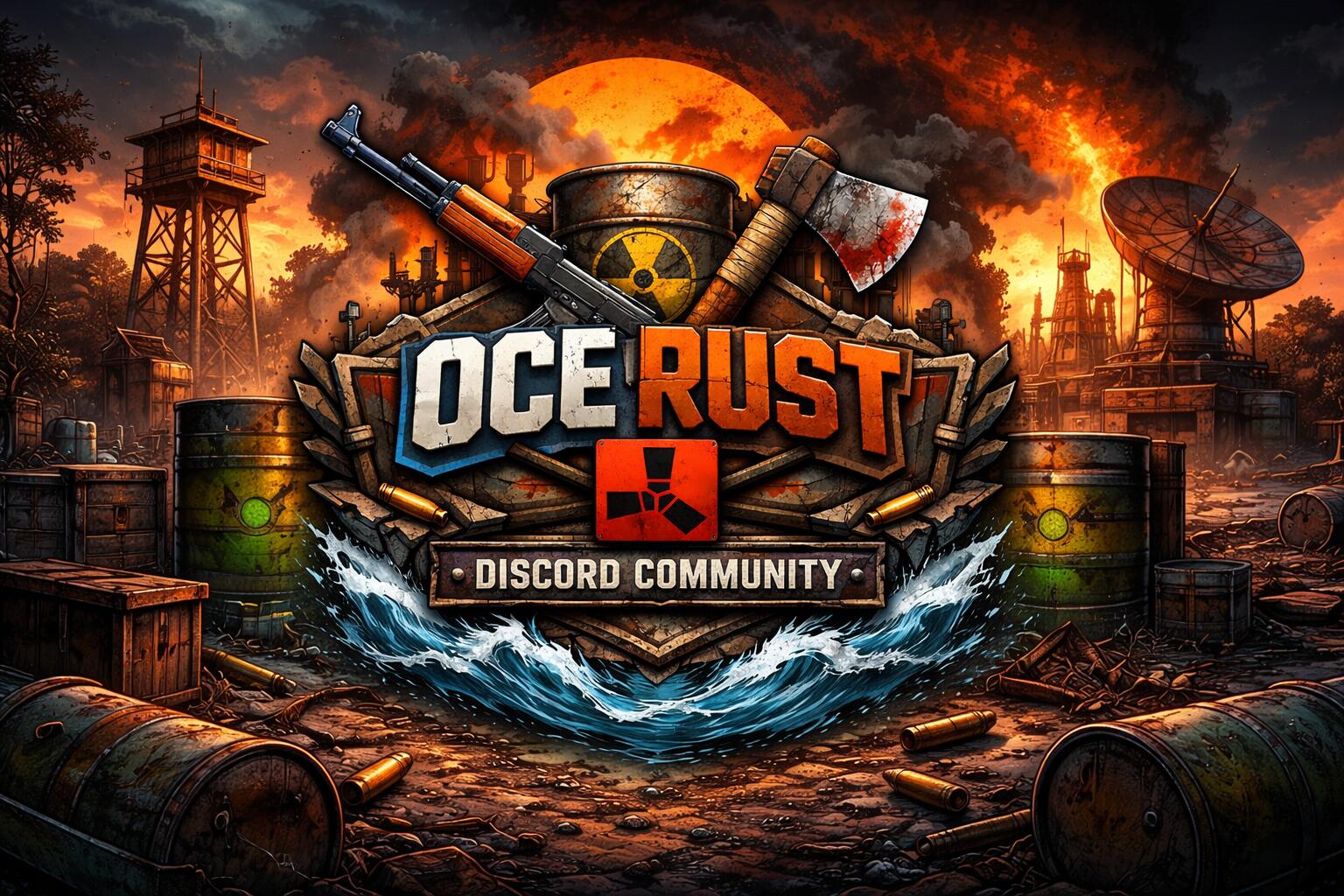 Discovery splash banner for OCE Rust Discord server