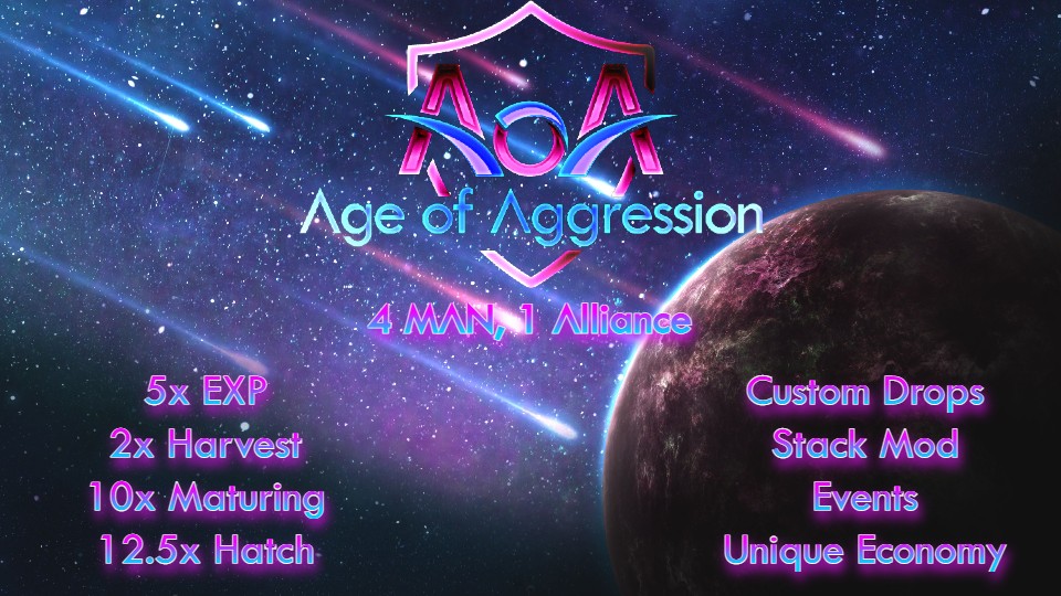 Discovery splash banner for │AoA │4MAN NEVER WIPE │7X ARK ASA │ Discord server