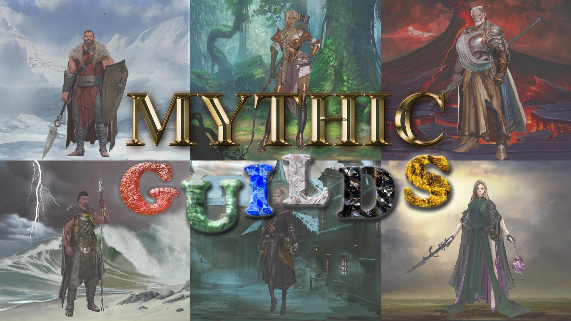 Discovery splash banner for Mythic Guilds Discord server