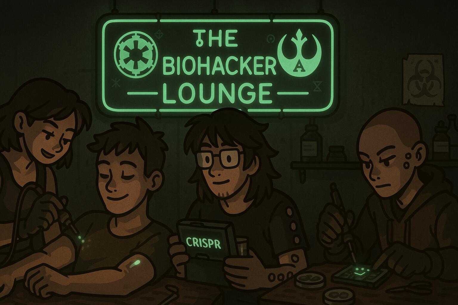 Discovery splash banner for The Biohacker Lounge - Josh Universe Discord server