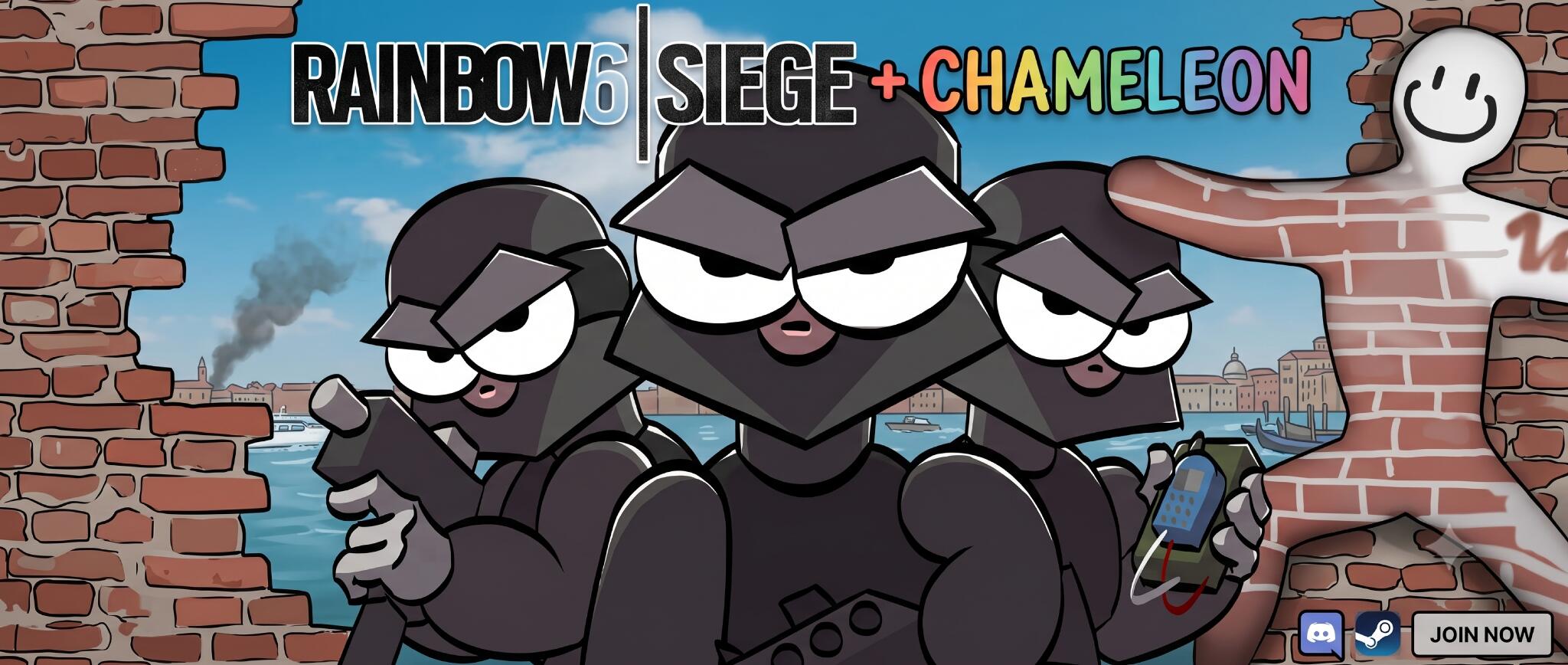 Discovery splash banner for Rainbow six siege + CHAMELEON Discord server